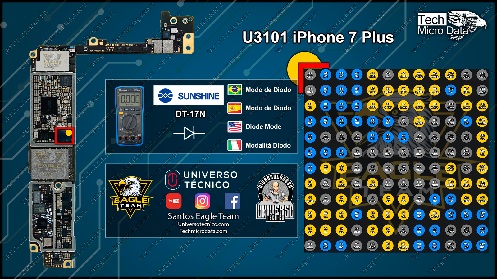 U3101 Codec de Áudio iPhone 7 Plus Resistências – Tech Micro Data