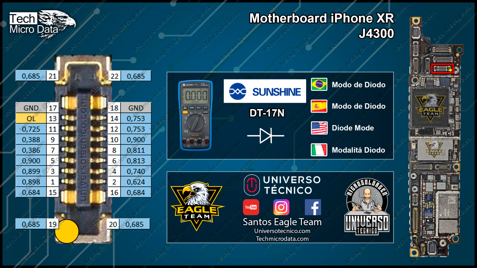 J4300 – Conector Botões iPhone XR Resistências – Tech Micro Data