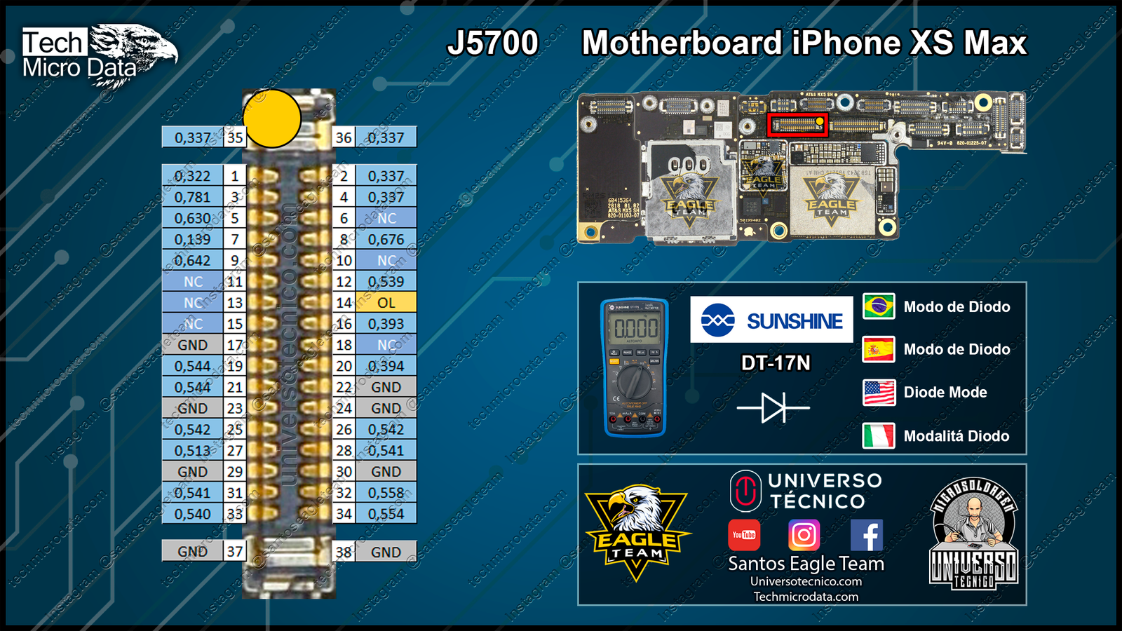 J5700 Conector Display iPhone XS Max Resistências – Tech Micro Data