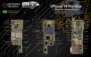 Mapa de componentes iPhone 14 Pro Max Eagle team, universotecnico.com, techmicrodata.com